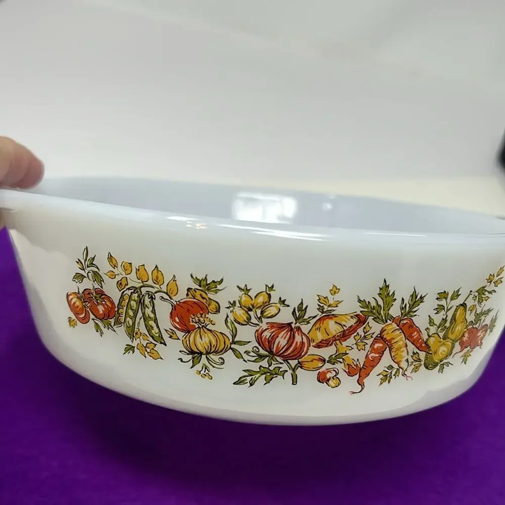 Vintage Anchor Hocking White Harvest Vegetable1 Quart Casserole Dish